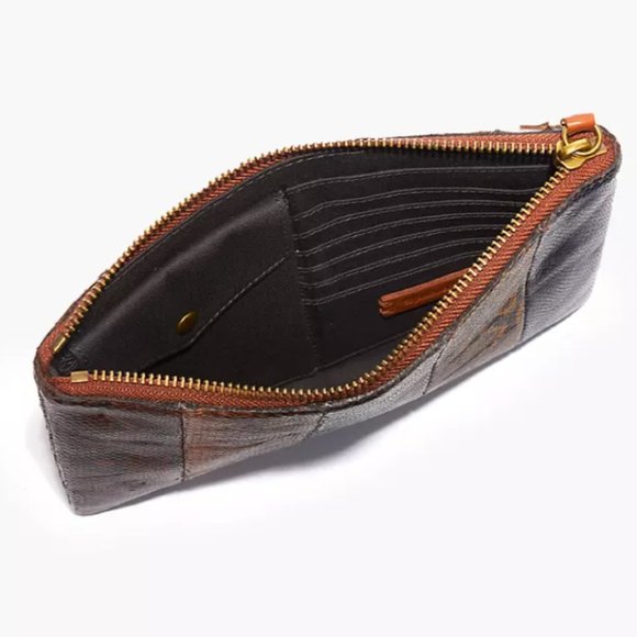 Leather Pouch Clutch: Colorblock Snake Embossed - Picture 2 of 5